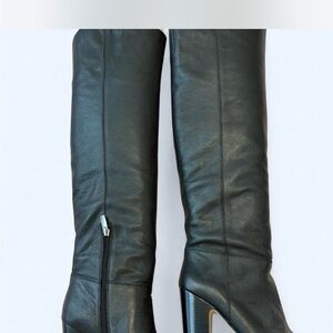 Vince Camuto Black Leather Over the Knee Boots